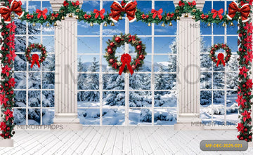 SNOWY WINDOW CHRISTMAS GARLAND - PRINTED BACKDROP