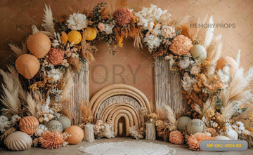 RED RACING PARTY WITH BALLOONS AND TIRES - PRINTED BACKDROP