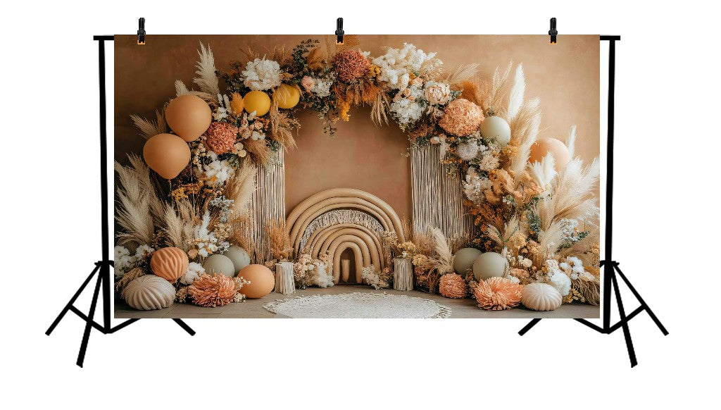 RED RACING PARTY WITH BALLOONS AND TIRES - PRINTED BACKDROP