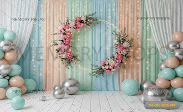 ADVENTURE AWAITS AIRPLANE AND BALLOON ARCH - PRINTED BACKDROP
