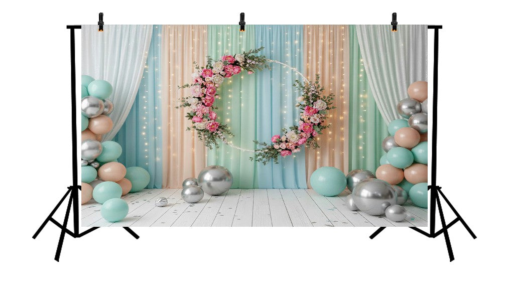 ADVENTURE AWAITS AIRPLANE AND BALLOON ARCH - PRINTED BACKDROP