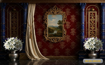 REGAL CRIMSON DAMASK WALL - PRINTED BACKDROP