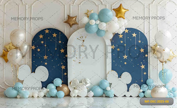 TWINKLE LITTLE STAR BLUE AND WHITE ARCHES - PRINTED BACKDROOP