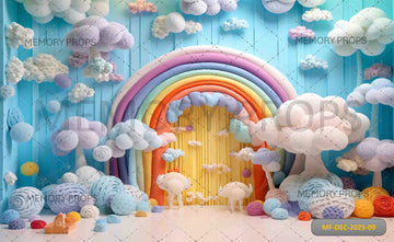 WHIMSICAL CLOUD AND RAINBOW DREAMLAND - PRINTED BACKDROP