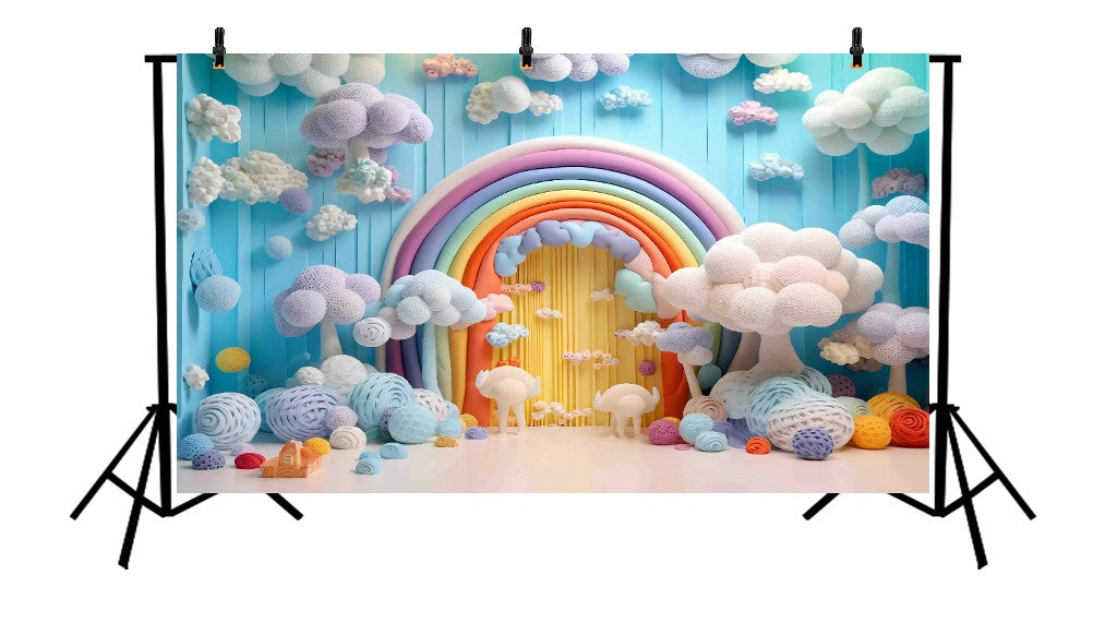 WHIMSICAL CLOUD AND RAINBOW DREAMLAND - PRINTED BACKDROP
