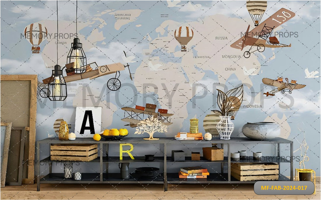 WORLD MAP THEME + WOODEN FLOORING BACKDROPS