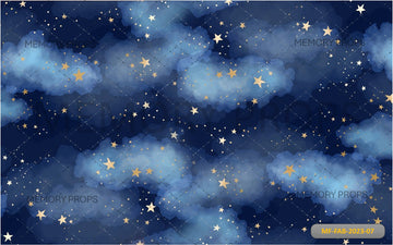 GOLDEN STARS BLUE - PRINTED BACKDROP