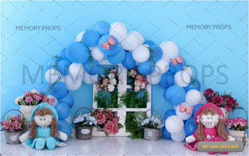 BLUE BALLOON - PRINTED BACKDROP