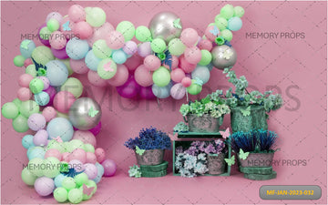 PINK WALL FLOWER GARDEN - PRINTED BACKDROP