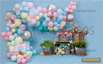 SKY BLUE WALL GARDEN - PRINTED BACKDROP