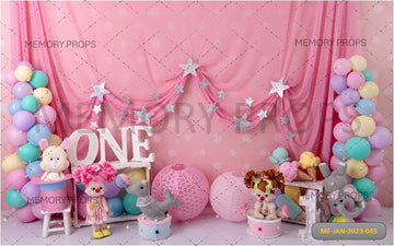 RENAISS PINK FIRST BIRTHDAY - PRINTED BACKDROP