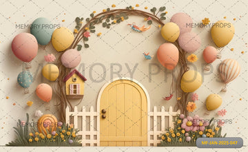 PASTEL HOT AIR BALLOON FIRST BIRTHDAY - PRINTED BACKDROP