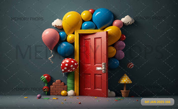 REAR VIEW OF LITTLE BOY LOOKING AT COLOURFUL - PRINTED BACKDROPS