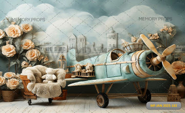 SMALL TOY AIRPLANE WITH A BOW - PRINTED BACKDROPS