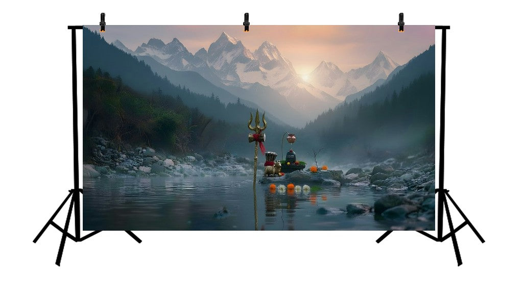SERENE HIMALAYAN RIVERSIDE - PRINTED BACKDROP