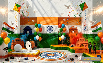 VIBRANT REPUBLIC DAY STAGE WITH INDIAN MONUMENTS - PRINTED BACKDROP