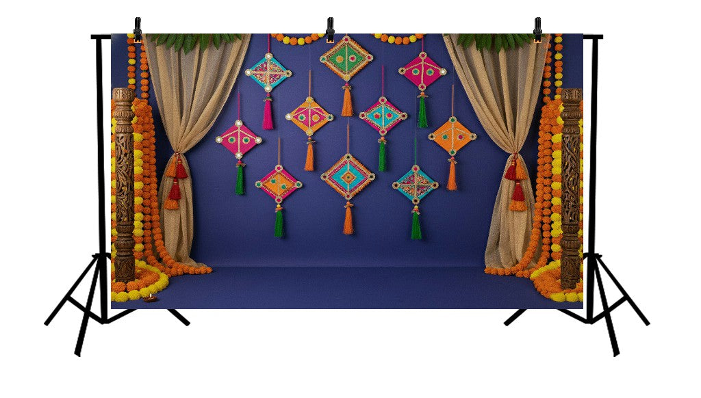 NAVY BLUE KITE FESTIVAL - PRINTED BACKDROP