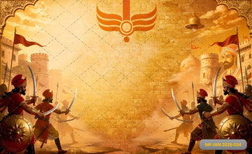 LEGENDARY MARATHA WARRIOR TRIBUTE WITH SAFFRON FLAGS - PRINTED BACKDROPS