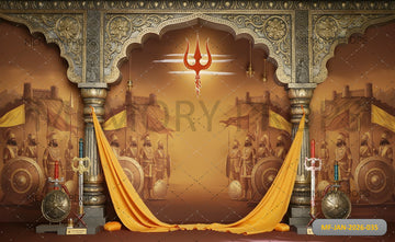 GRAND MARATHA WARRIOR ASSEMBLY WITH ORNATE STONE ARCHWAY