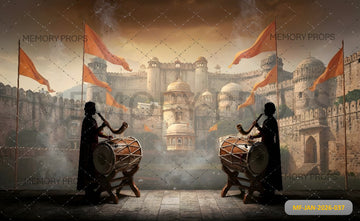 TRADITIONAL MARATHA CEREMONIAL CELEBRATION WITH TUTARI PLAYERS - PRINTED BACKDROP