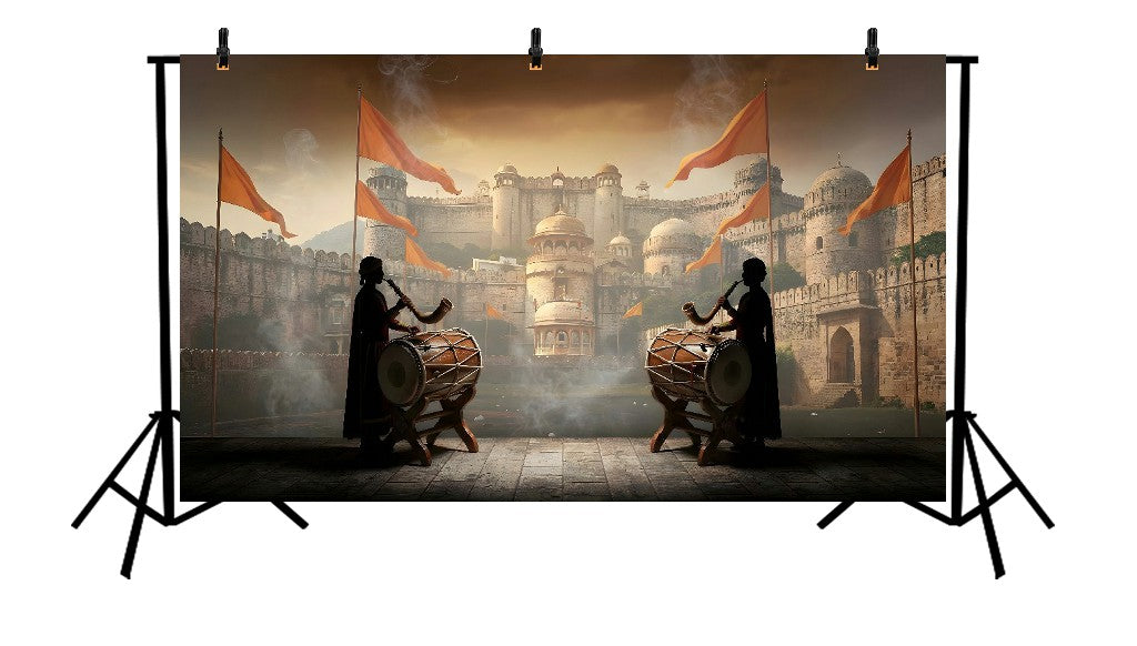 TRADITIONAL MARATHA CEREMONIAL CELEBRATION WITH TUTARI PLAYERS - PRINTED BACKDROP