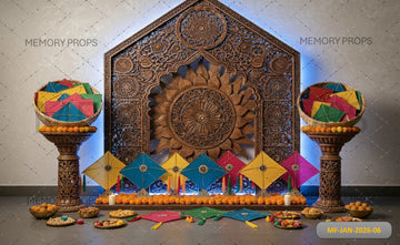 INTRICATE CARVED WOODEN PANEL - PRINTED BACKDROP
