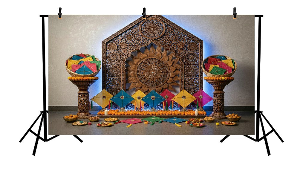 INTRICATE CARVED WOODEN PANEL - PRINTED BACKDROP