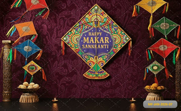 BURGUNDY MAKAR SANKRANTI - PRINTED BACKDROP
