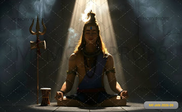 DIVINE MAHADEV IN MEDITATION - PRINTED BACKDROP