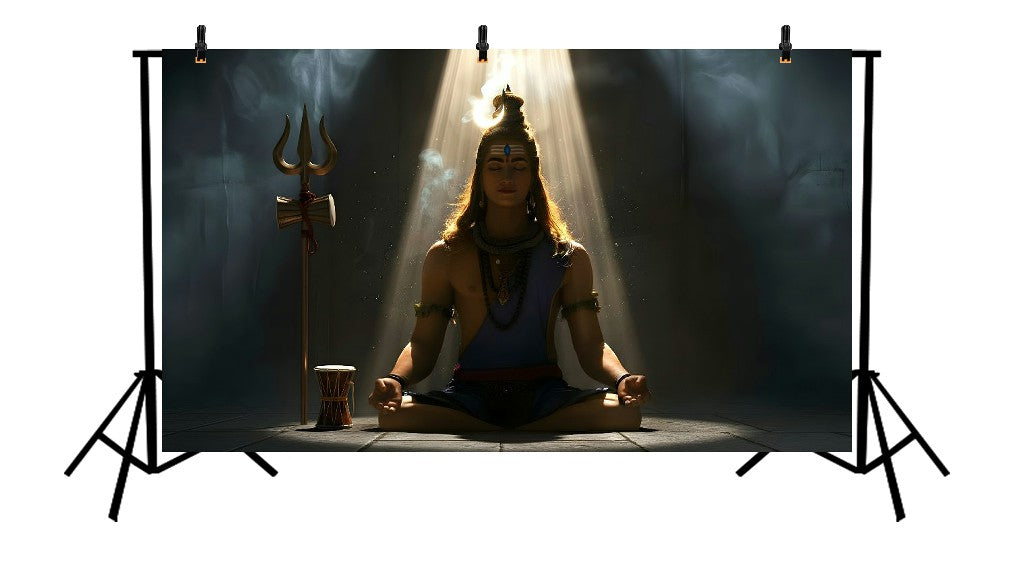DIVINE MAHADEV IN MEDITATION - PRINTED BACKDROP
