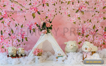 SPRING BLOSSOM TENT SETUP - PRINTED BACKDROP