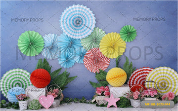 SPRING PAPER FAN FIESTA - PRINTED BACKDROP