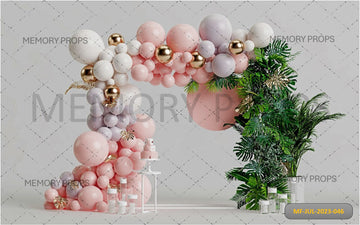 TROPICAL PASTEL BALLOON ARCH - PRINTED BACKDROP