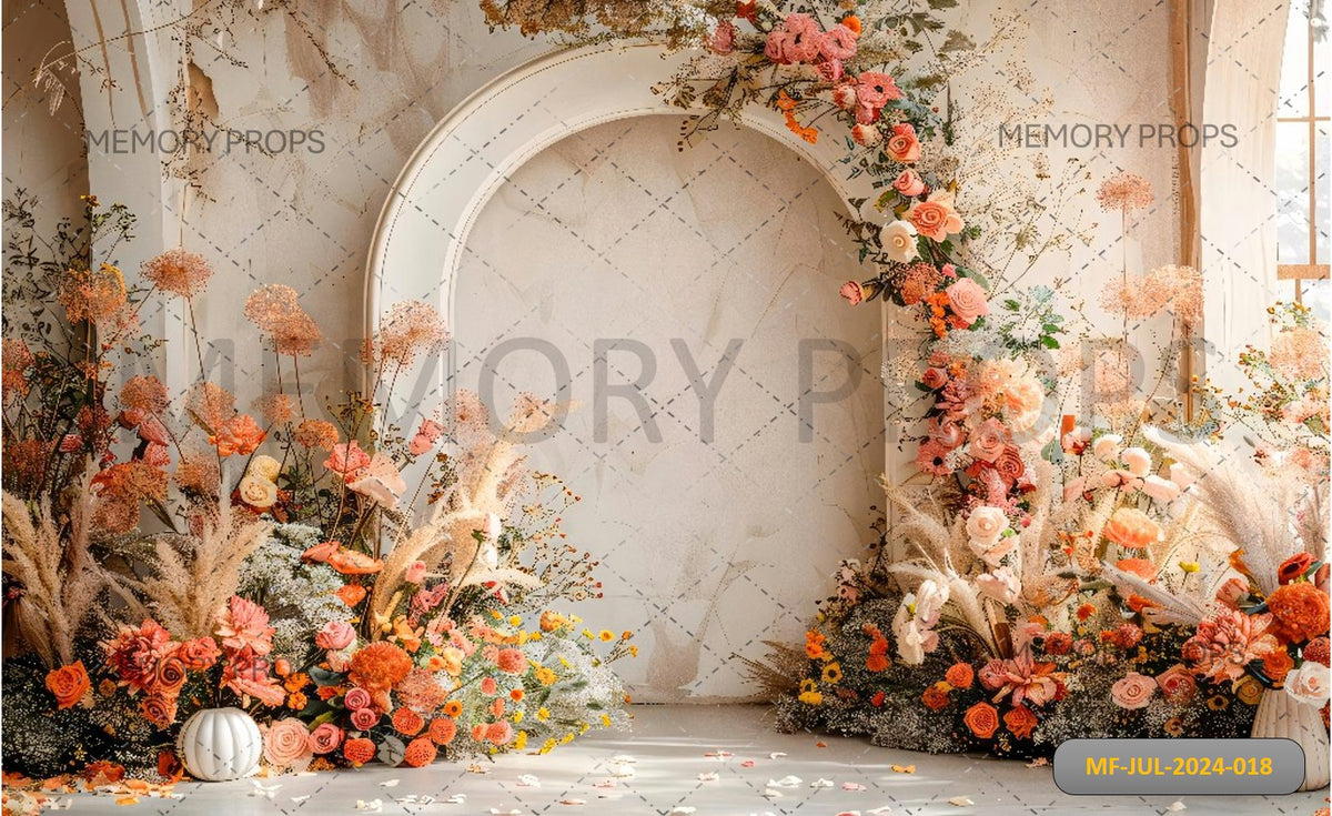 Boho Chic Cream Printed Backdrop