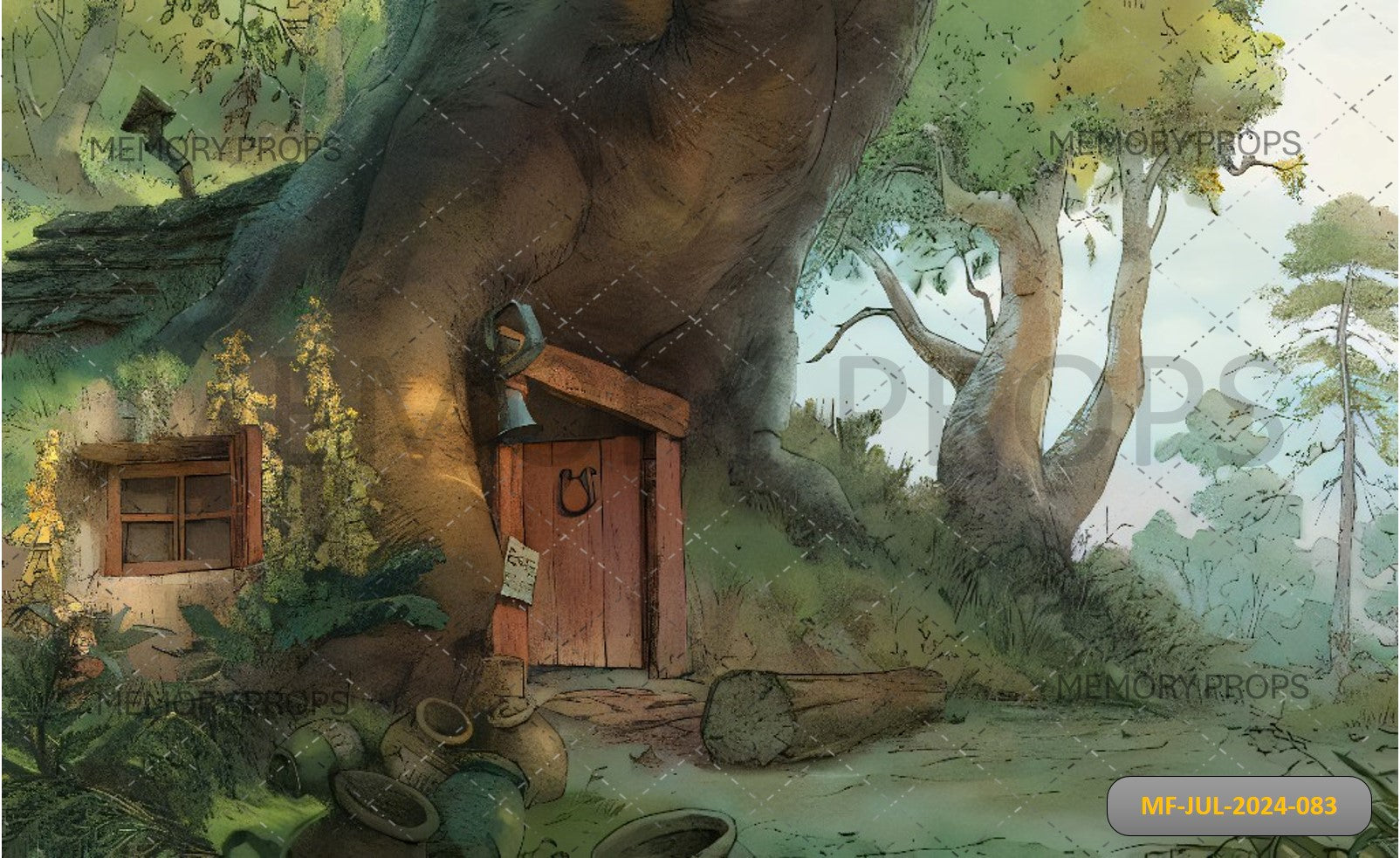 Pooh's Tree House Printed Backdrop