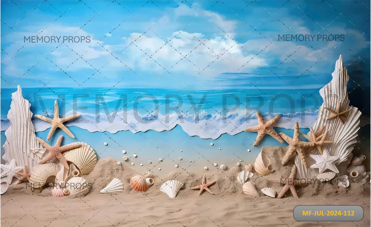 Capos Shells Backdrop Sea Shells Ocean Printed Backdrop