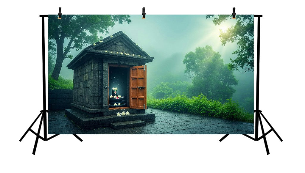 RAIN-WASHED SANCTUM - PRINTED BACKDROP