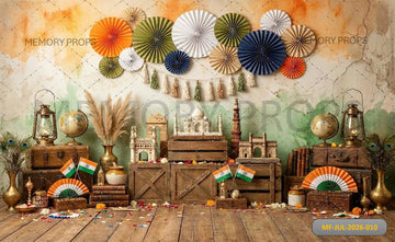 VINTAGE INDIAN HERITAGE LANDMARKS - PRINTED BACKDROP