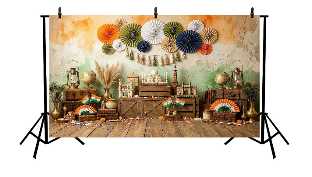 VINTAGE INDIAN HERITAGE LANDMARKS - PRINTED BACKDROP