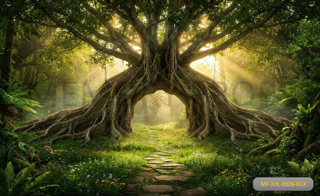 ENCHANTED ANCIENT BANYAN TREE FOREST PATH+ WITH FLOOR - PRINTED BACKDROP
