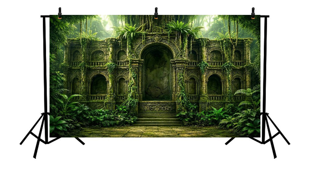 ENCHANTED JUNGLE ANCIENT PALACE RUINS BACKDROP - PRINTED BACKDROP