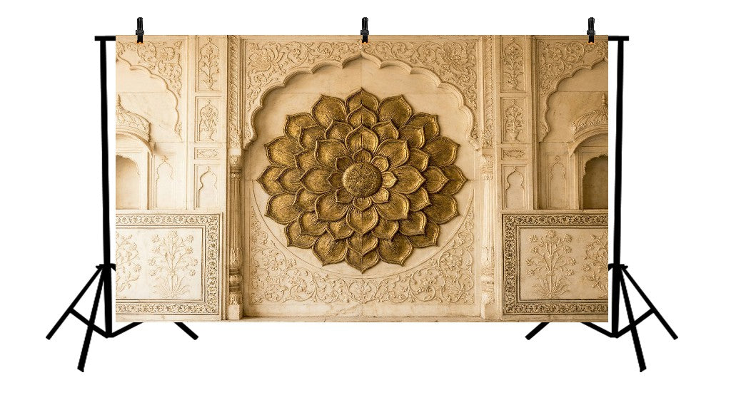 ROYAL GOLDEN FLORAL MANDALA PALACE WALL BACKDROP - PRINTED BACKDROP
