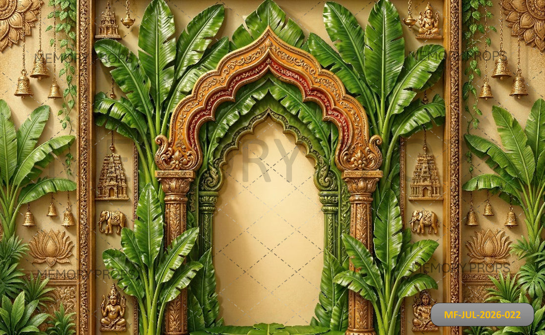 TRADITIONAL BANANA LEAF TEMPLE + WITH FLOOR - PRINTED BACKDROP