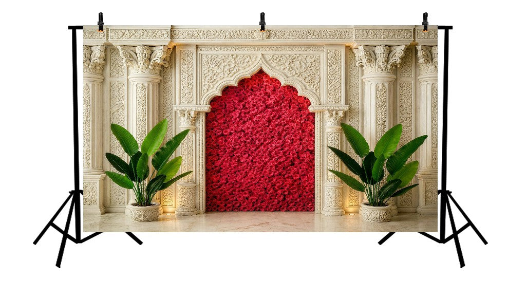 ROYAL RED ROSE PALACE ARCH - PRINTED BACKDROP