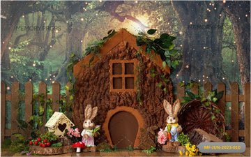 FOREST BUNNY TREE HOUSE EASTER - PRINTED BACKDROP
