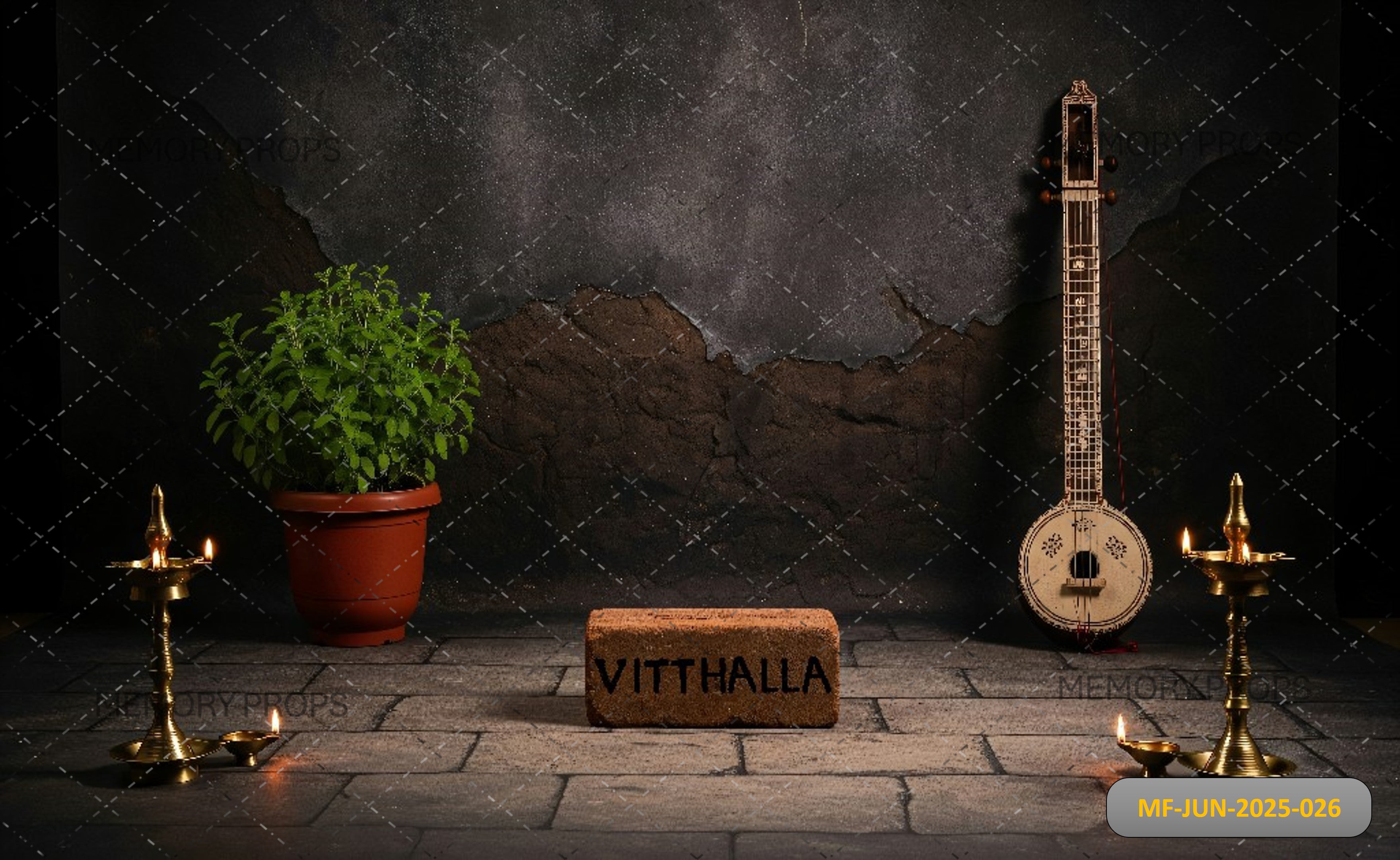 Devotion To Vitthala Printed Backdrop