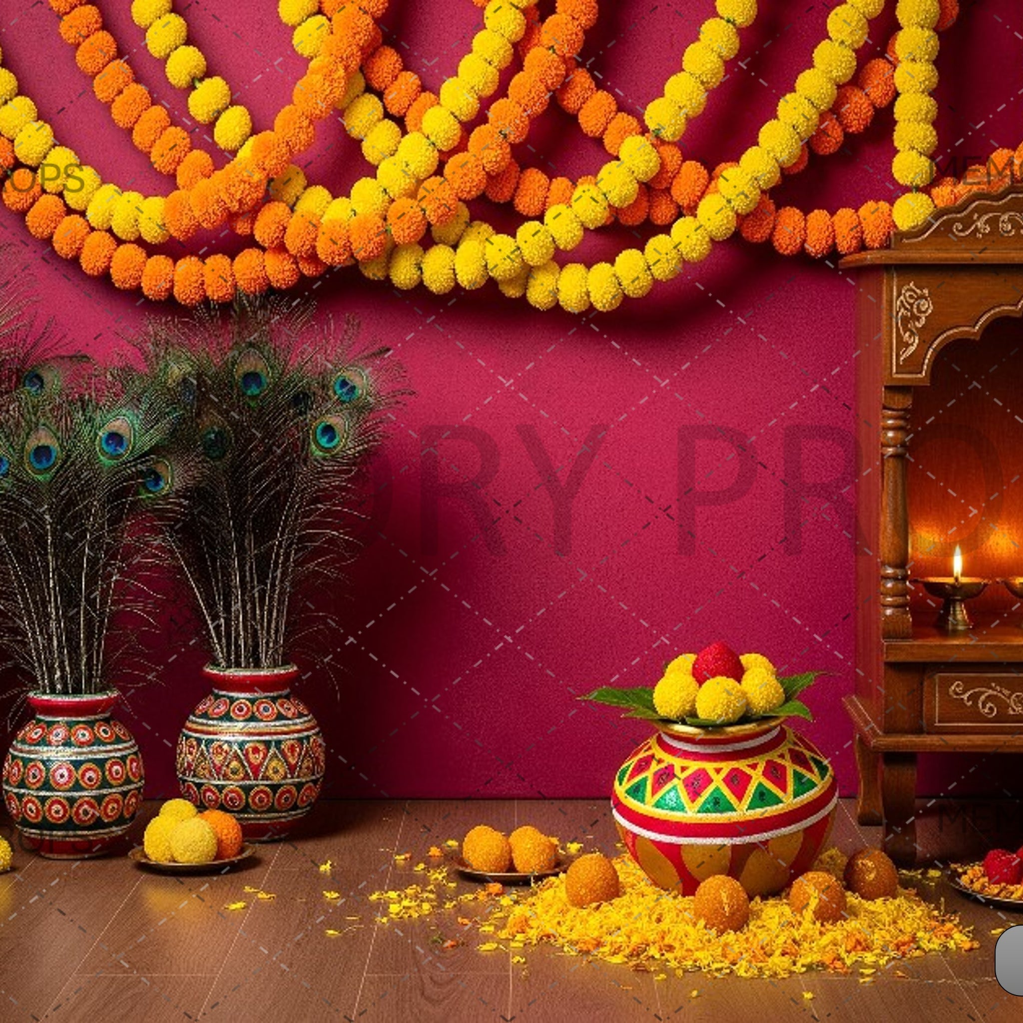 ROYAL COURTYARD OF KRISHNA - PRINTED BACKDROP