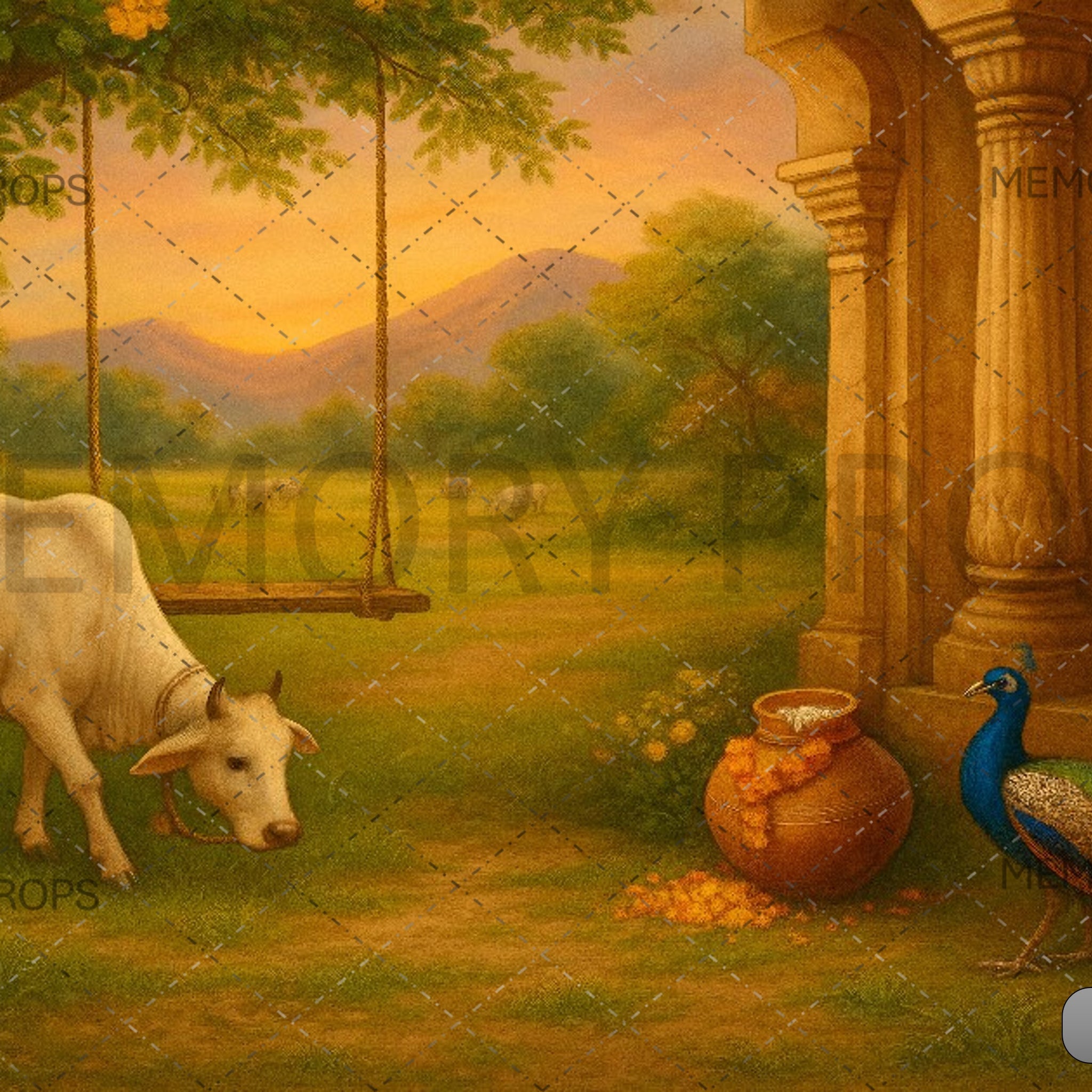 KRISHNA'S COURTYARD - PRINTED BACKDROP