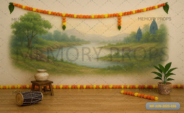 THE CALL OF THE VILLAGE DRUM - PRINTED BACKDROP
