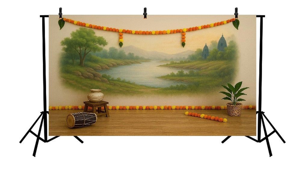 THE CALL OF THE VILLAGE DRUM - PRINTED BACKDROP